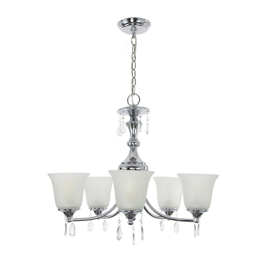 Lámpara Colgante Lumicentro Color Cromo y Vidrio 60 W de 5 Luces