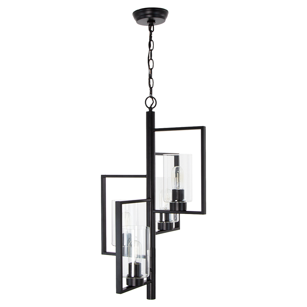 Lámpara Colgante Lumicentro Vintage Negro Mate 50 W de 4 Luces