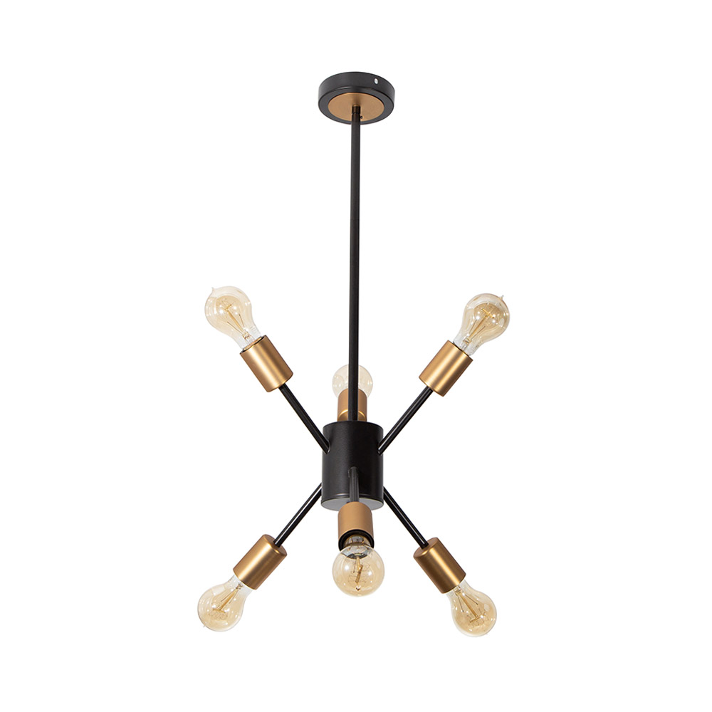 Lámpara Colgante Negro y Bronce 6 Luces  E27 40w