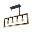 Lámpara Colgante Acero y Madera 4 Luces  E27 60w