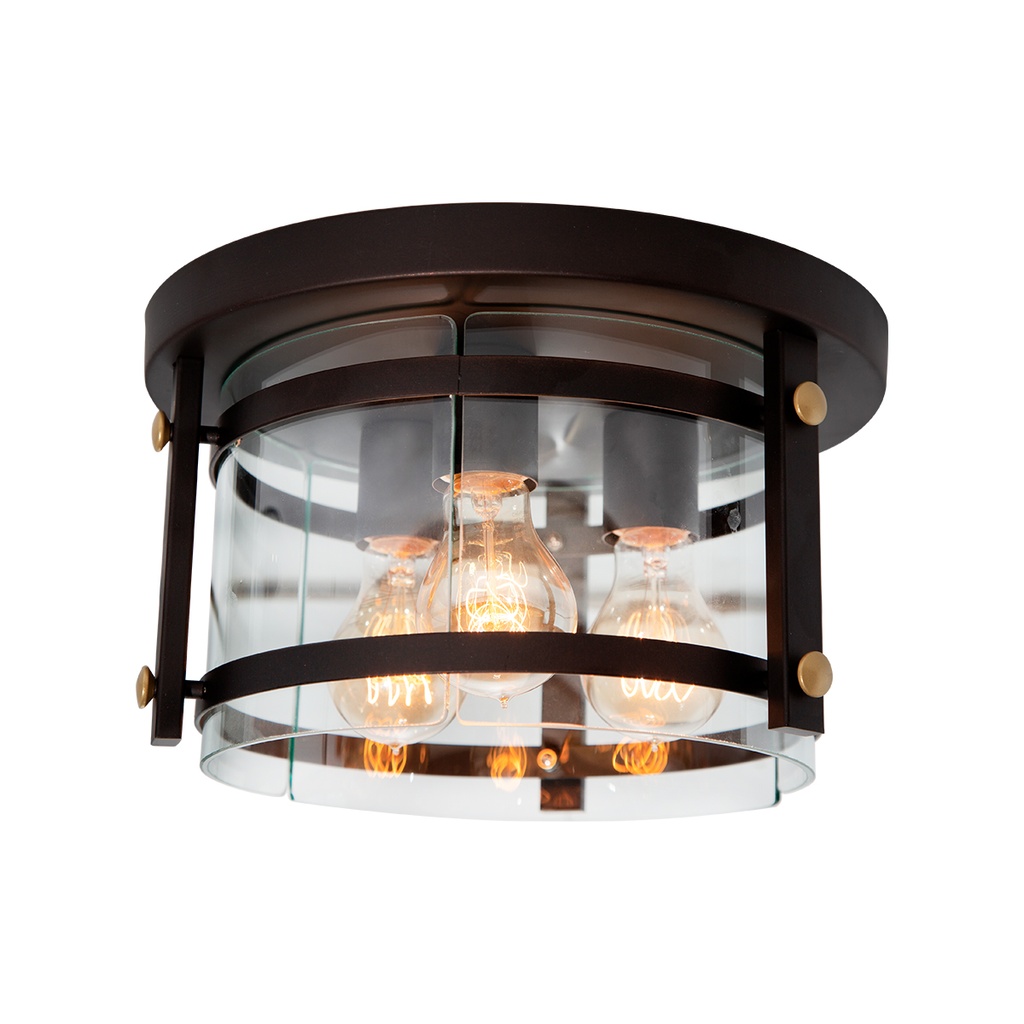 Lámpara de Techo  Café y Dorado Acero 60W  E27 3 Luces