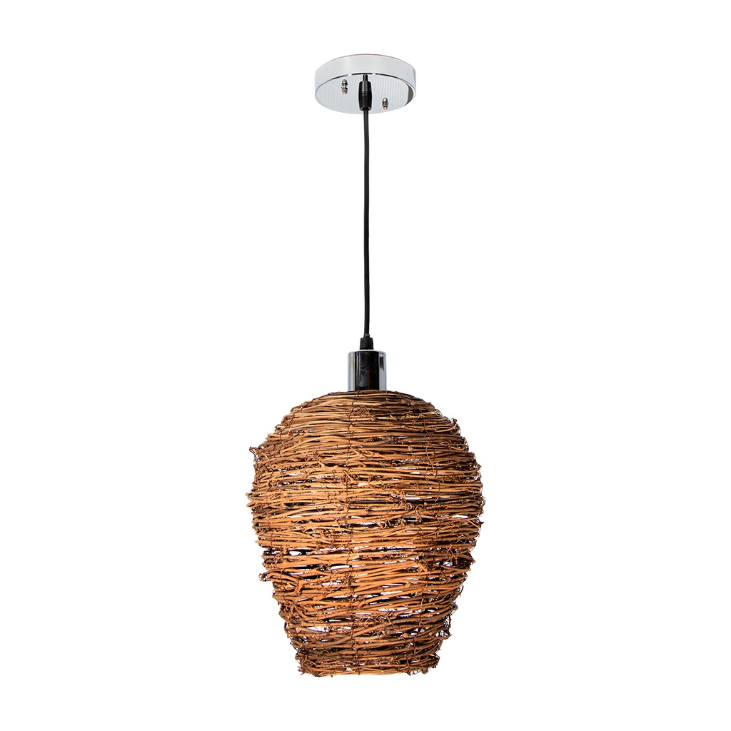 Lámpara Colgante Artesania Natural Ratán Café 10w E27 1 Luz