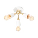 Lámpara de Techo Vintage Blanco Mate Oro 40W E27 3 Luces