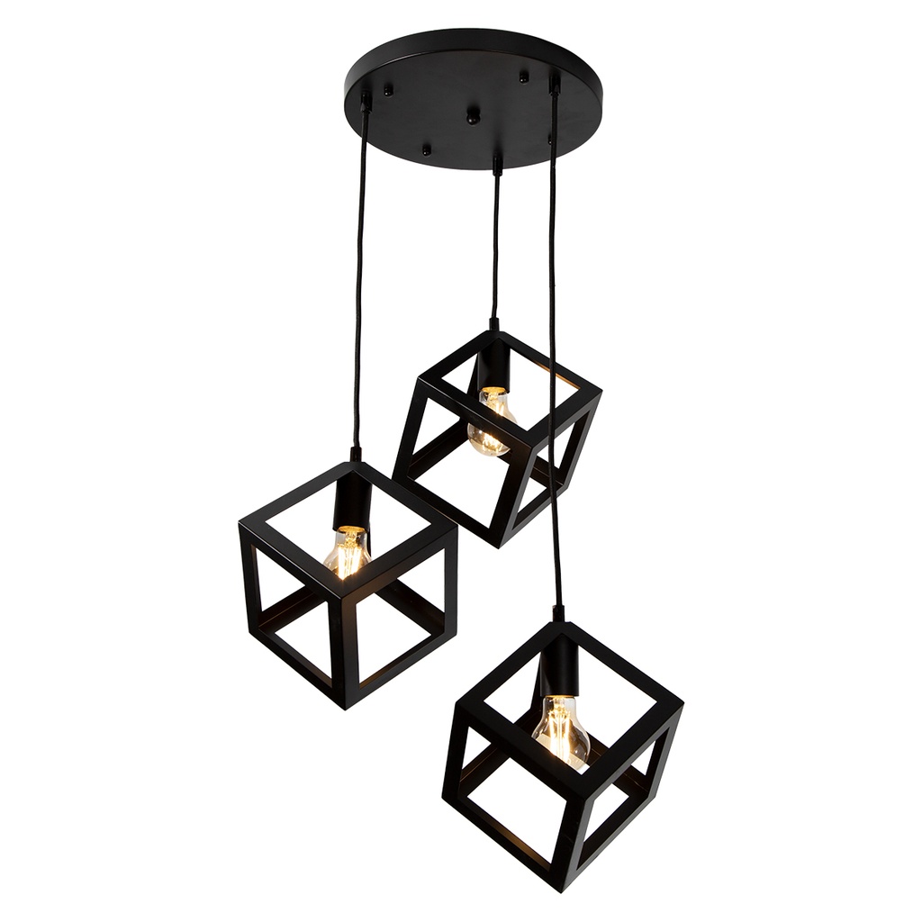 Lámpara Colgante Moderno Negro 40w E27 3 Luces