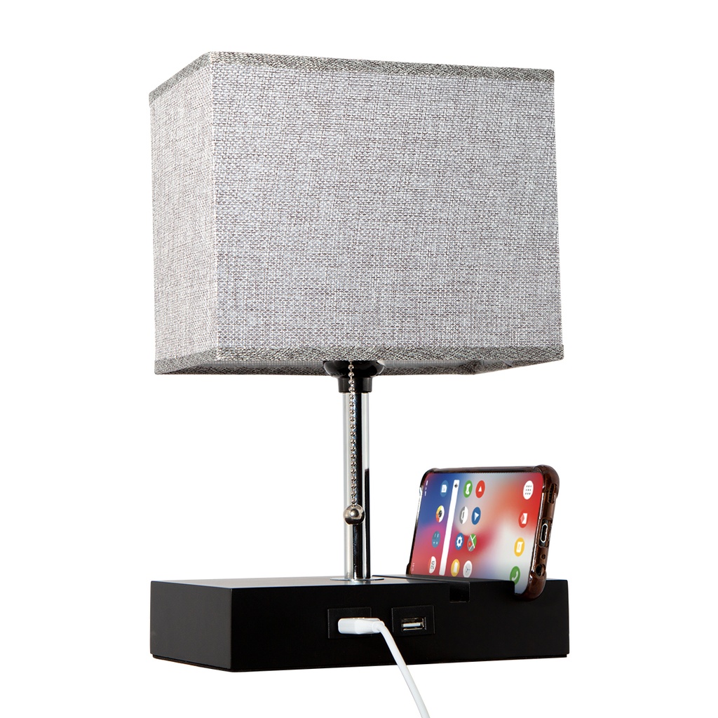 Lámpara de mesa E27 40w con 2 cargadores de puerto USB