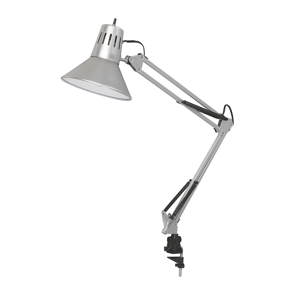Lampara  Mesa E27 1L 100W(N/B) Acab. Plata