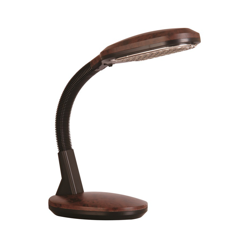 Lámpara De Escritorio Negro & Madera Plc 6400k Luz Blanca