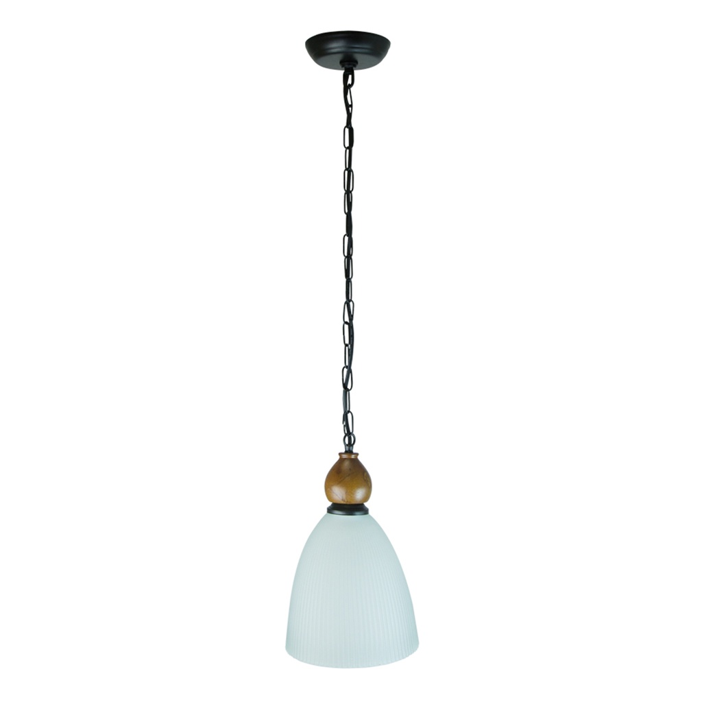 Colgante Acero & Madera Marrón Claro E27 1 Luz