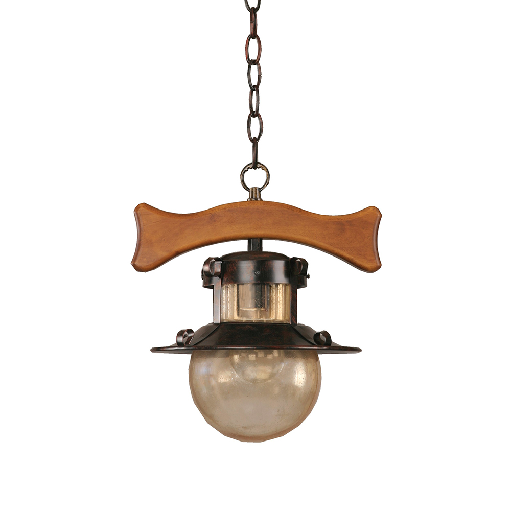 Lampara  Techo E-27, 1L 60Wacab. Oxido, Mat.Madera