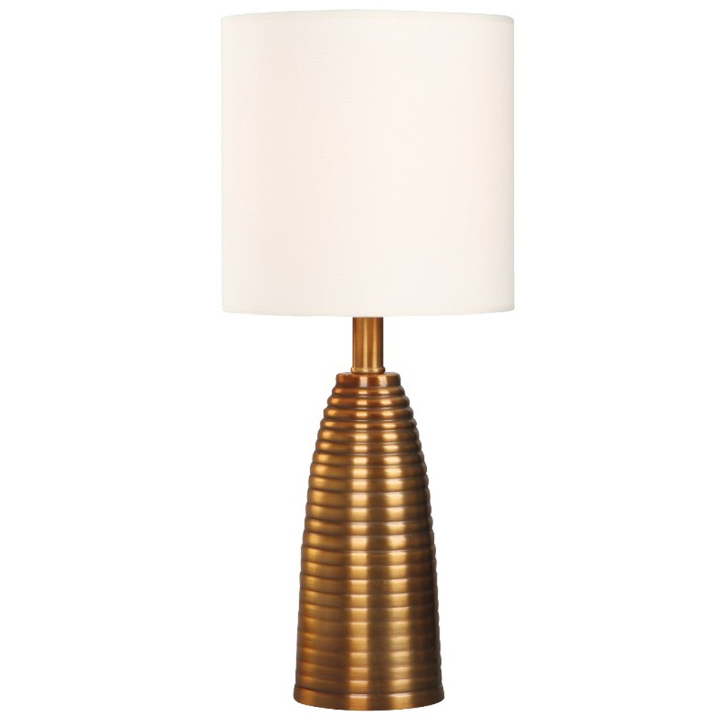 Lámpara de mesa 1 Luz E27 60W base con acabado en bronce y pantalla de tela