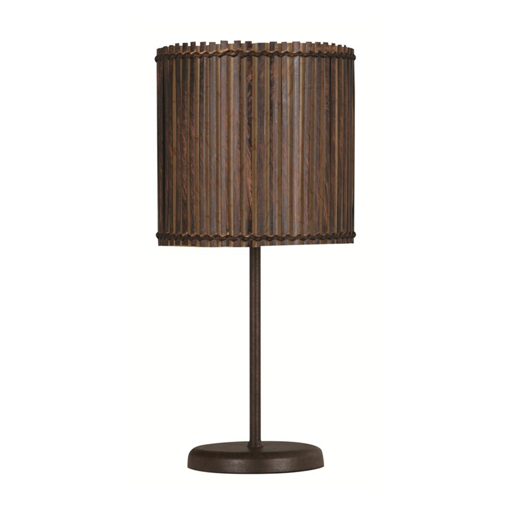 Lámpara de mesa E27 1L 60W pantalla con acabado café tipo bamboo