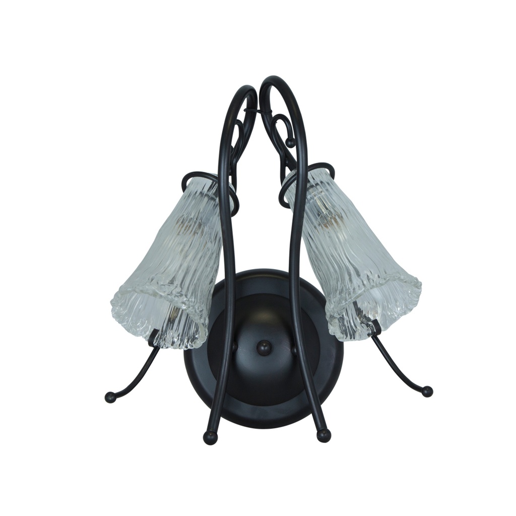 Lámpara De Pared Aplique Clásico Negro 60w E14 2 Luces