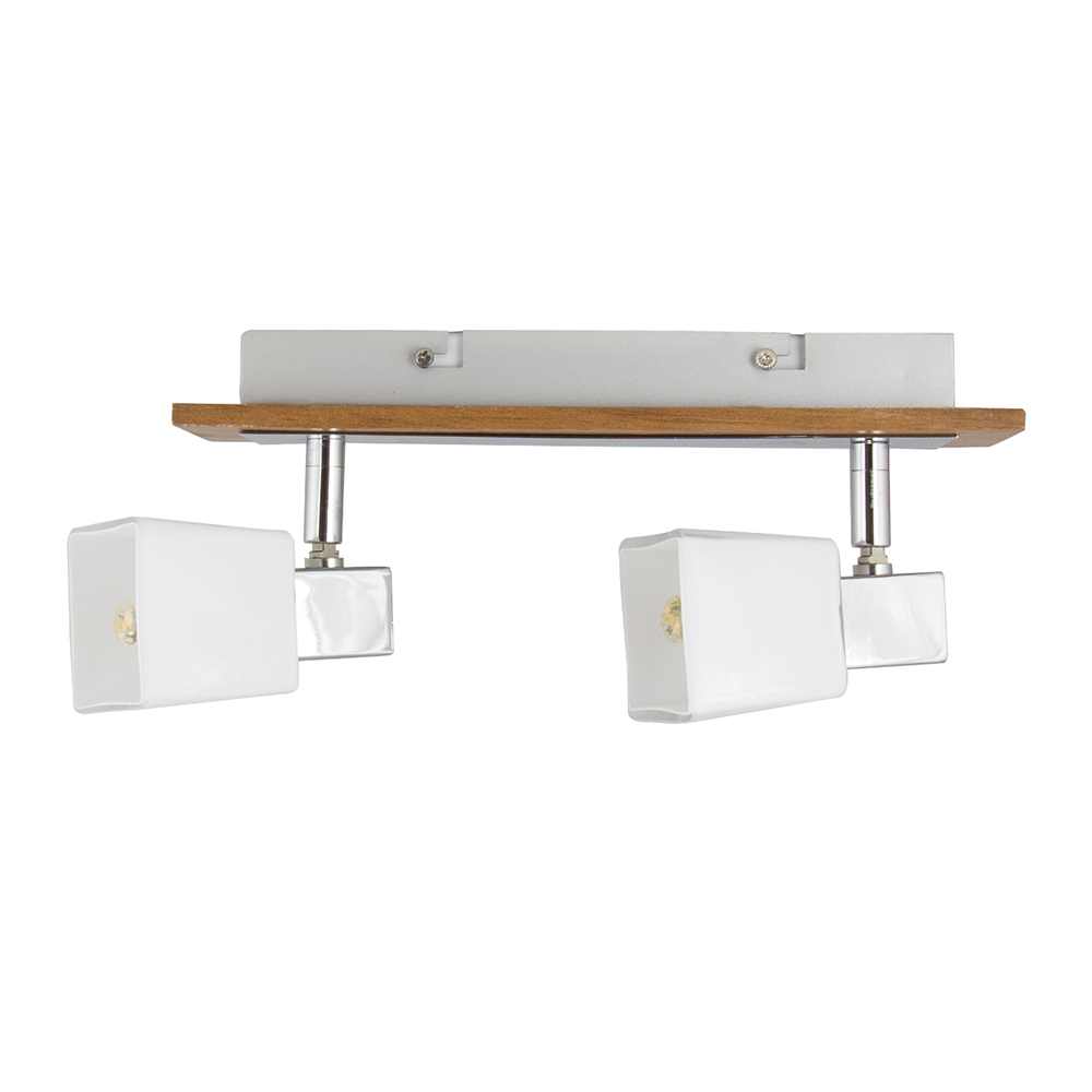 Lámpara de techo riel acero cromo madera  G9 40w 2 luces