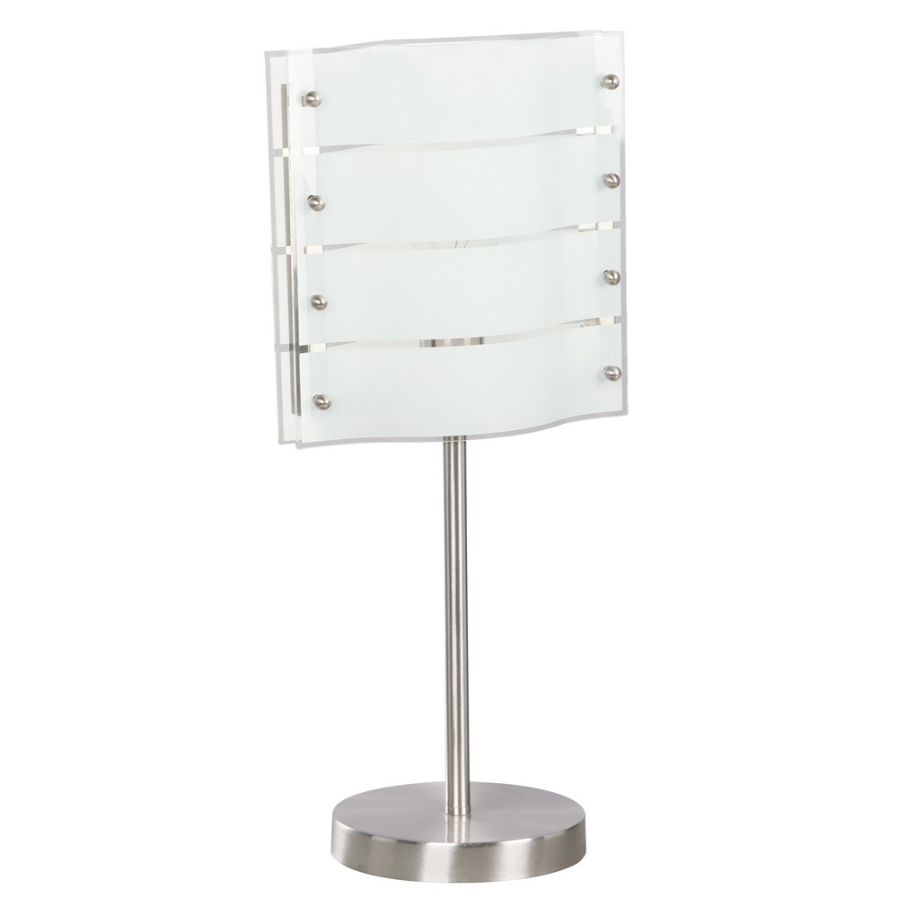 Lámpara de Mesa Níquel Satinado/Blanco E27 60W