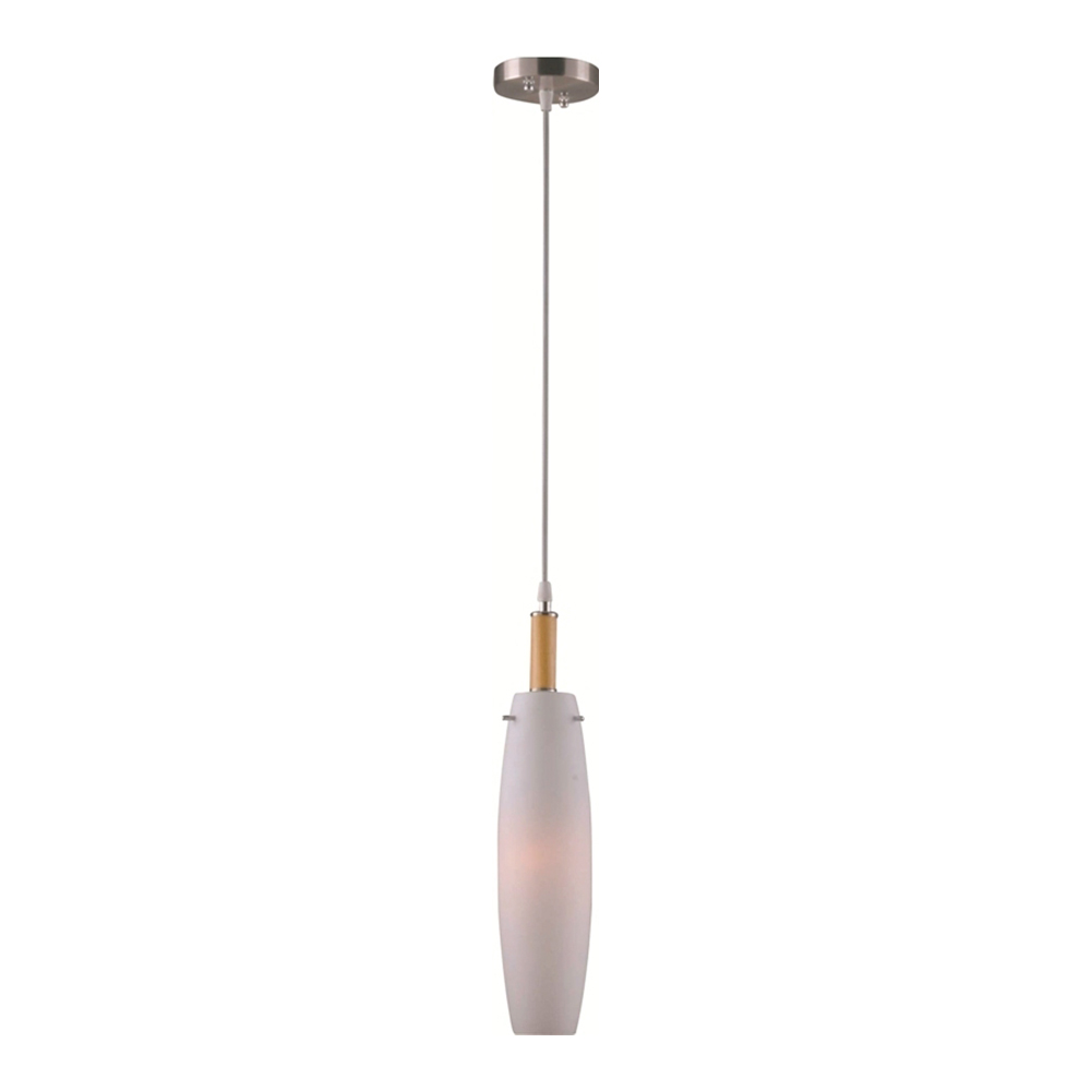 Lámpara colgante 1 Luz E27 60W niquel satinado y vidrio