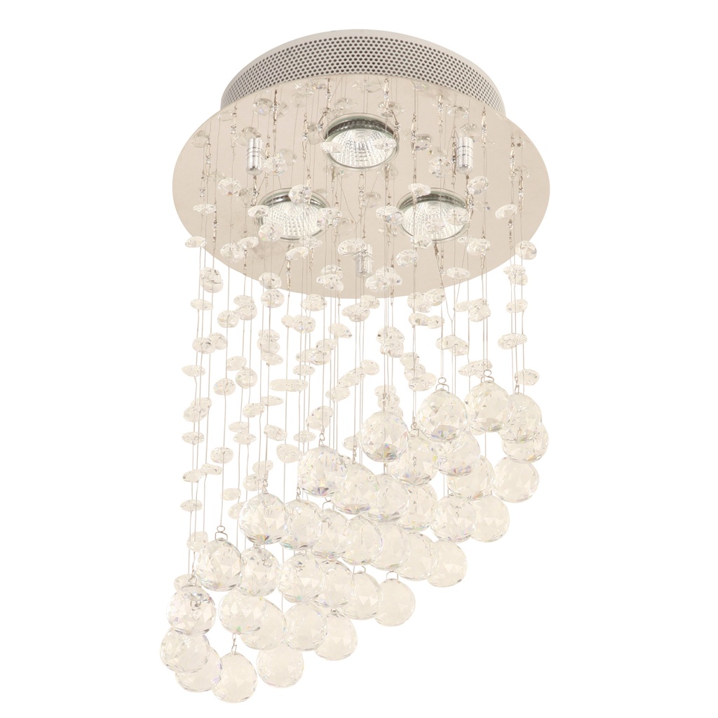Lámpara de techo 3 luces acabado cromo y cristal transparente