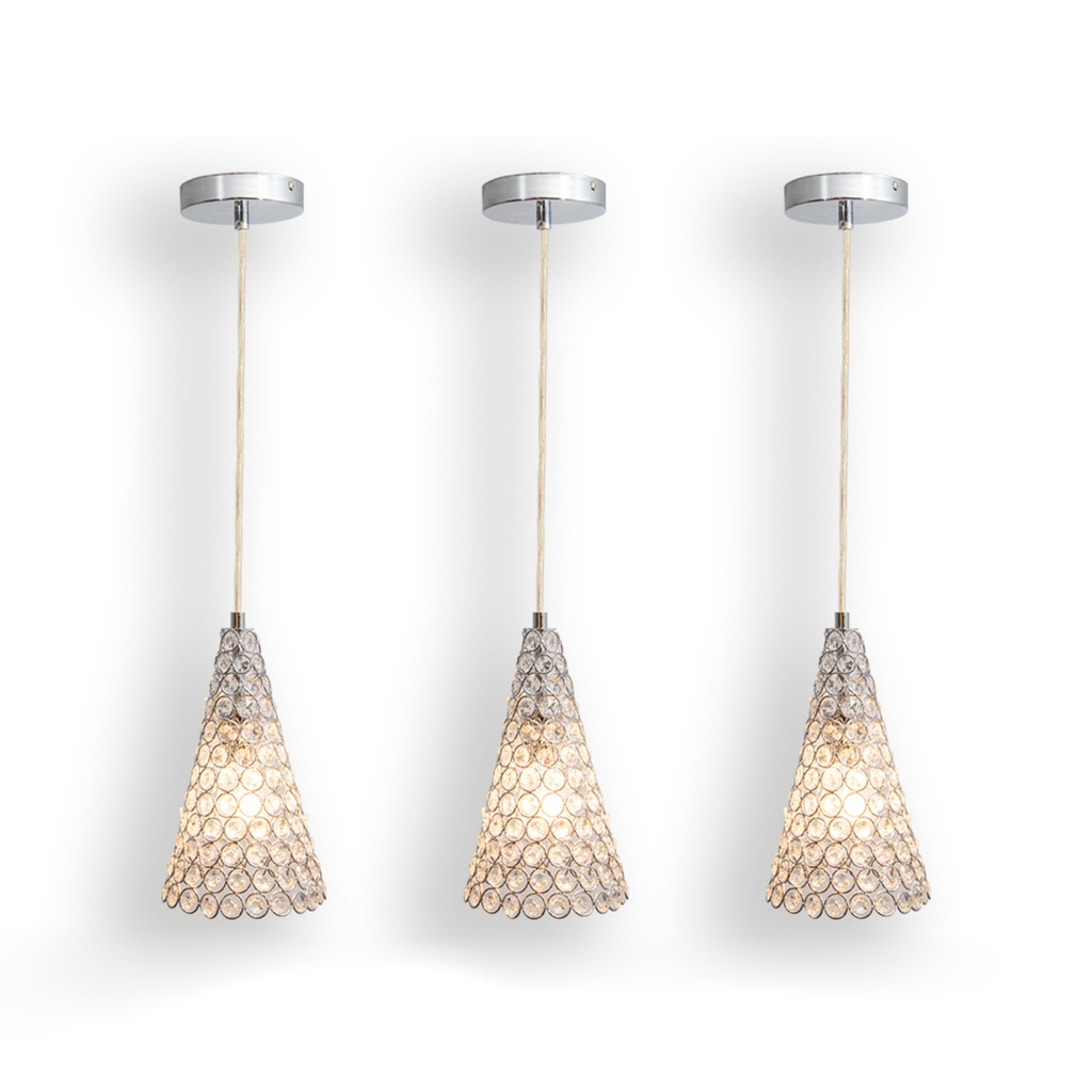 Lámpara Colgante Moderna Cristal Cromo E12 40w 1 Luz 3 Pack