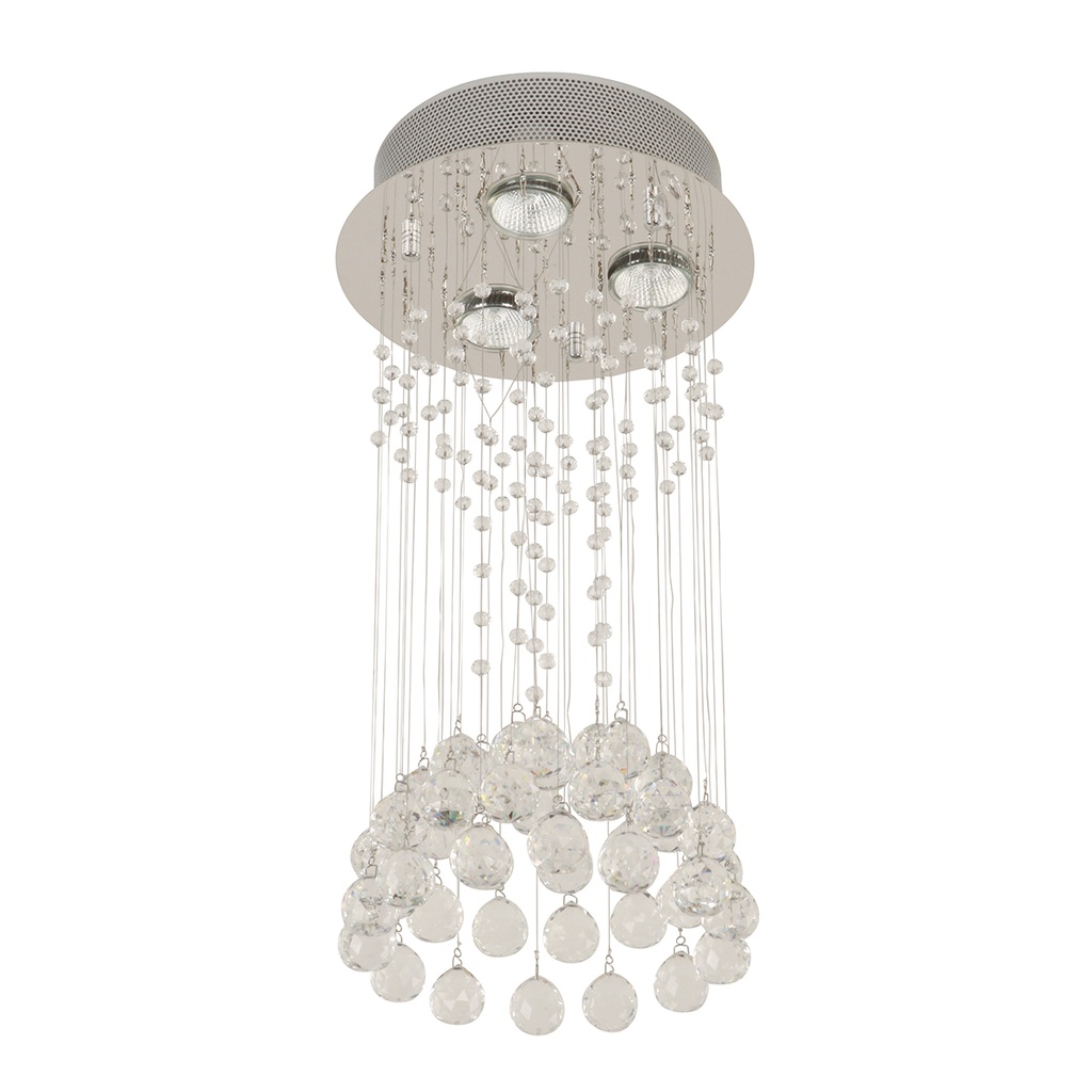 Candil De Techo Cromo Colgante Cristal Ahumado G10 3 Luces