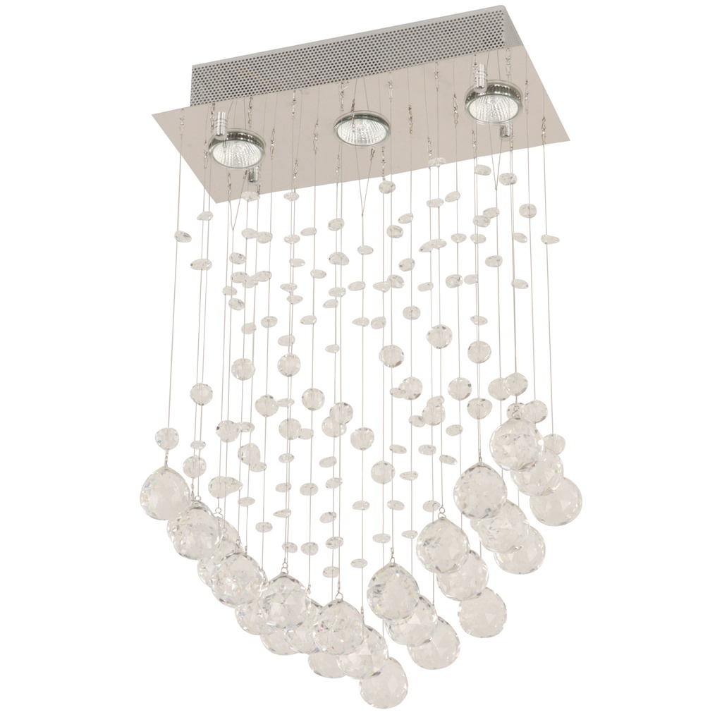 Lámpara Colgante Cristal Cromo 3 Luces