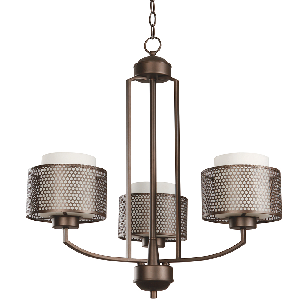 Lámpara Colgante Clásica Bronce Cepillado E27 60w 3 Luces