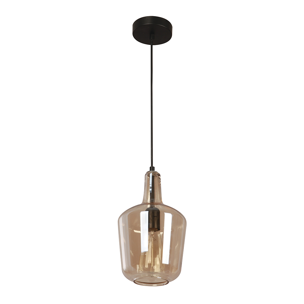 Lámpara Colgante Inlite Negro y Ambar 1 Luz E27 60W