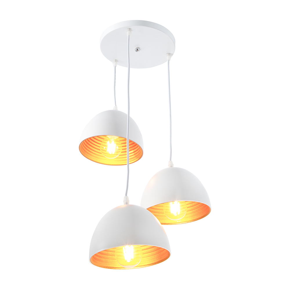 Lámpara Colgante, Blanco Mate, 3 Luces, 60W, E27