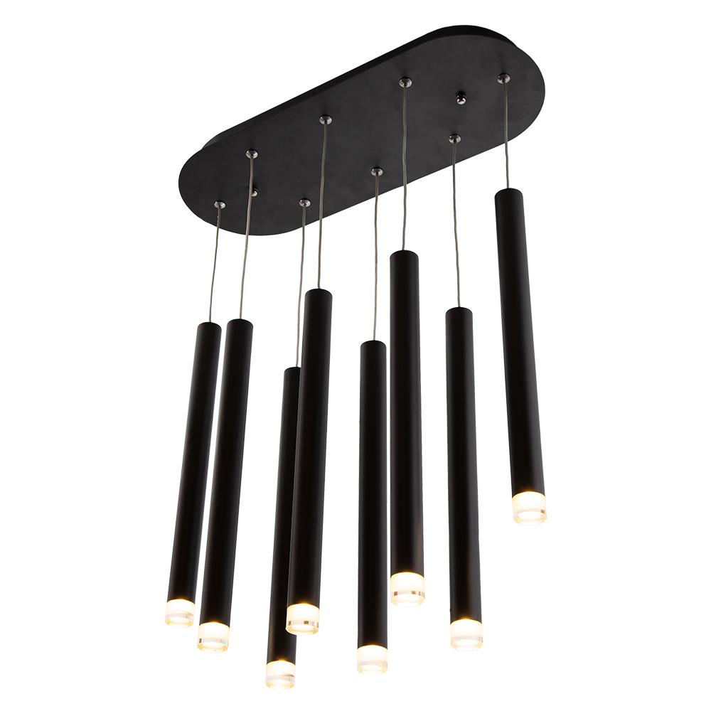 Lámpara Colgante LED Lumicentro Negro Mate 8 Luces