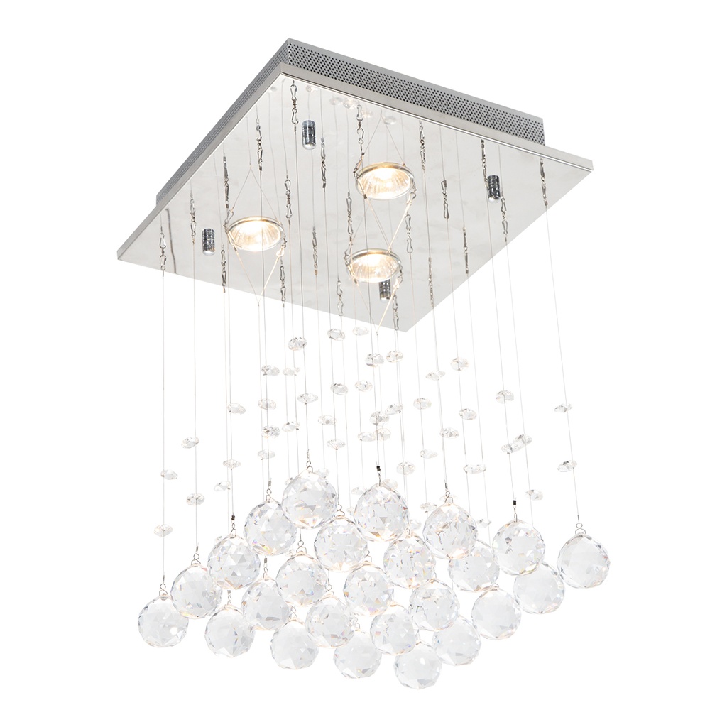 Lámpara de techo cromo y cristal 3 Luces GZ10