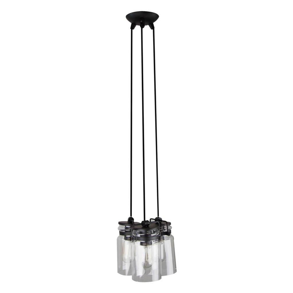 Lámpara Colgante Inlite Negro Pantalla de Vidrio 3 Lucess