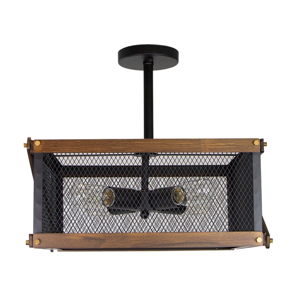 Lámpara Colgante Inlite Acabado Negro y Madera de 3 Luces
