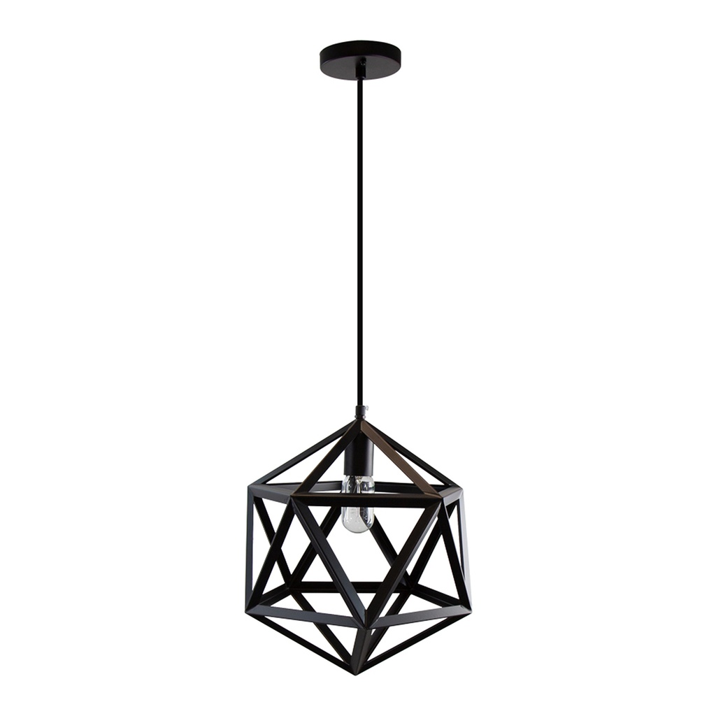 Lámpara Colgante Vintage  Hexágono Negro Mate E27 60w 1 Luz