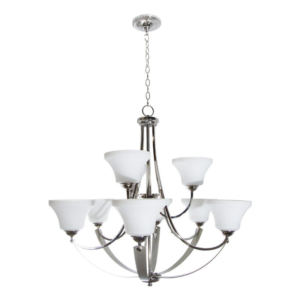 Candelabro de araña Noma Collection , 9 luces, niquel satinado 100W