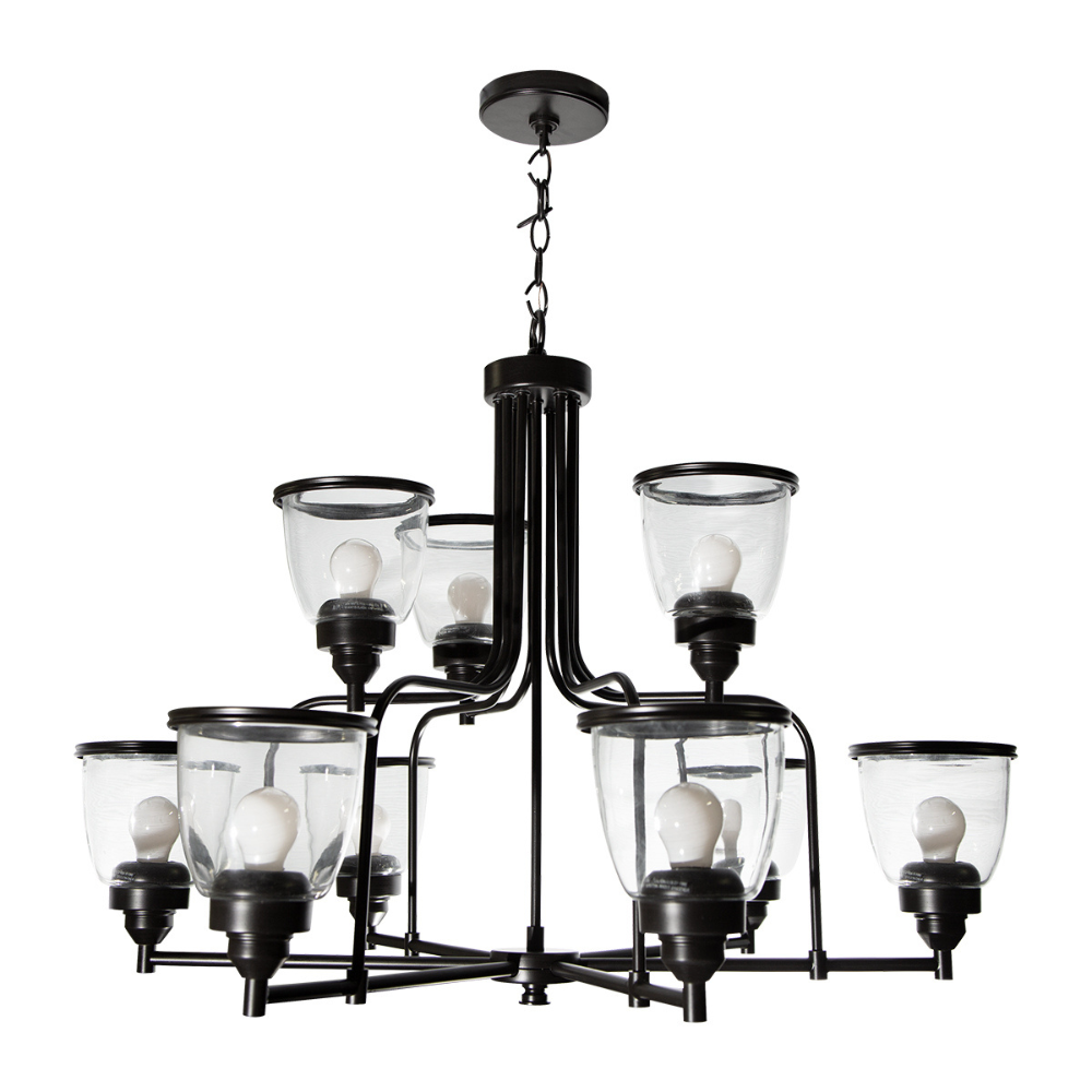 Candelabro de araña marca Progress Lighting en bronce antiguo, 9 luces