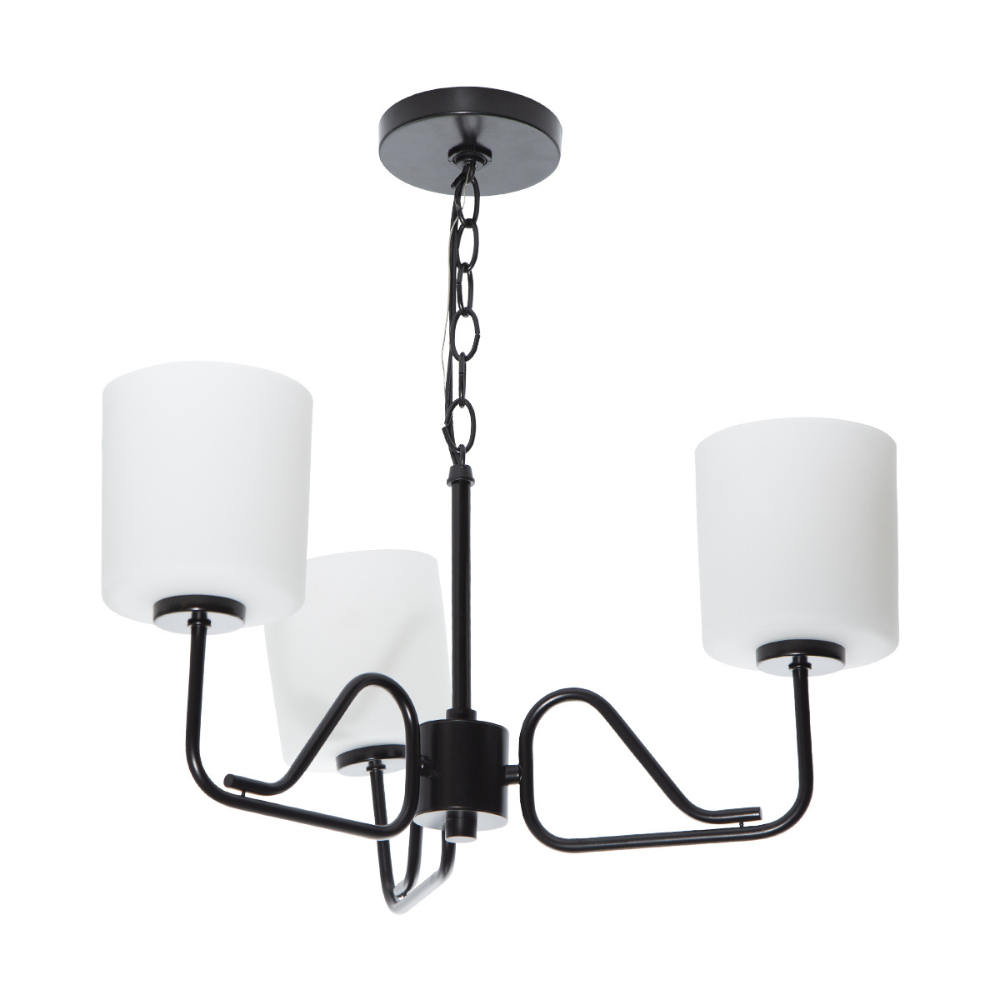 Lámpara de araña Tobin Collection moderna de 3 luces 100W, acabado negro mate