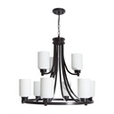 Colgante Candelabro 9 Luces 100W, Estilo Araña, Bronce Antiguo.