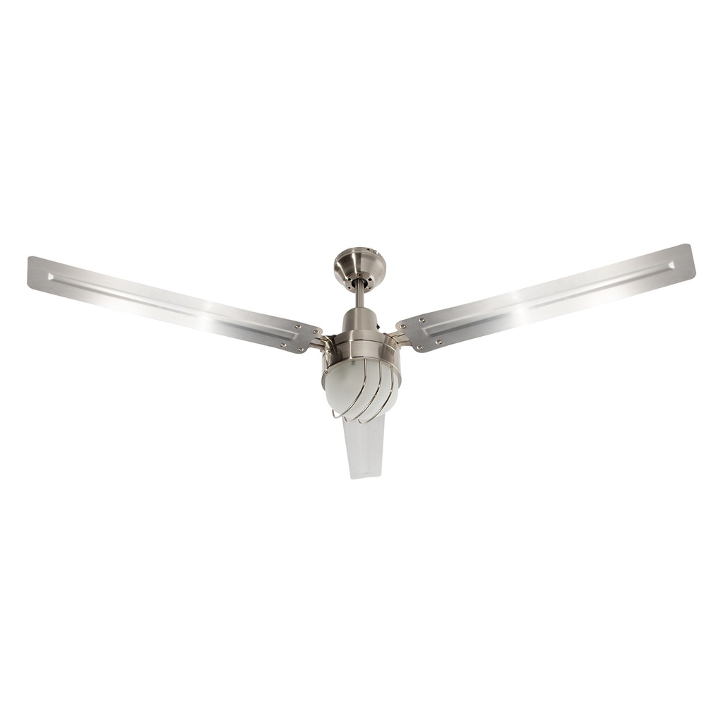 Ventilador de techo industrial plata 54", control de pared, 1 Luz