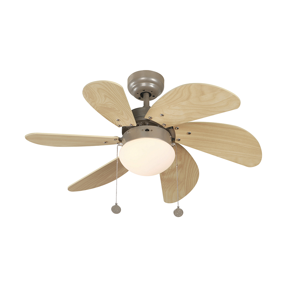 Ventilador Techo Artfan Níquel Cepillado 32" 1 Luz 60W E27