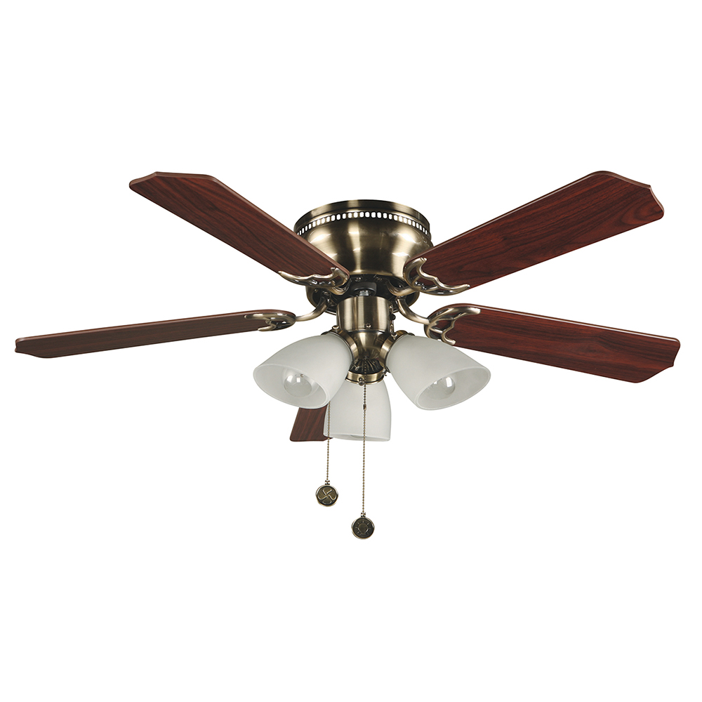 Ventilador Techo Flint 3 Luces 42" 5 Aspas, Control De Cadena