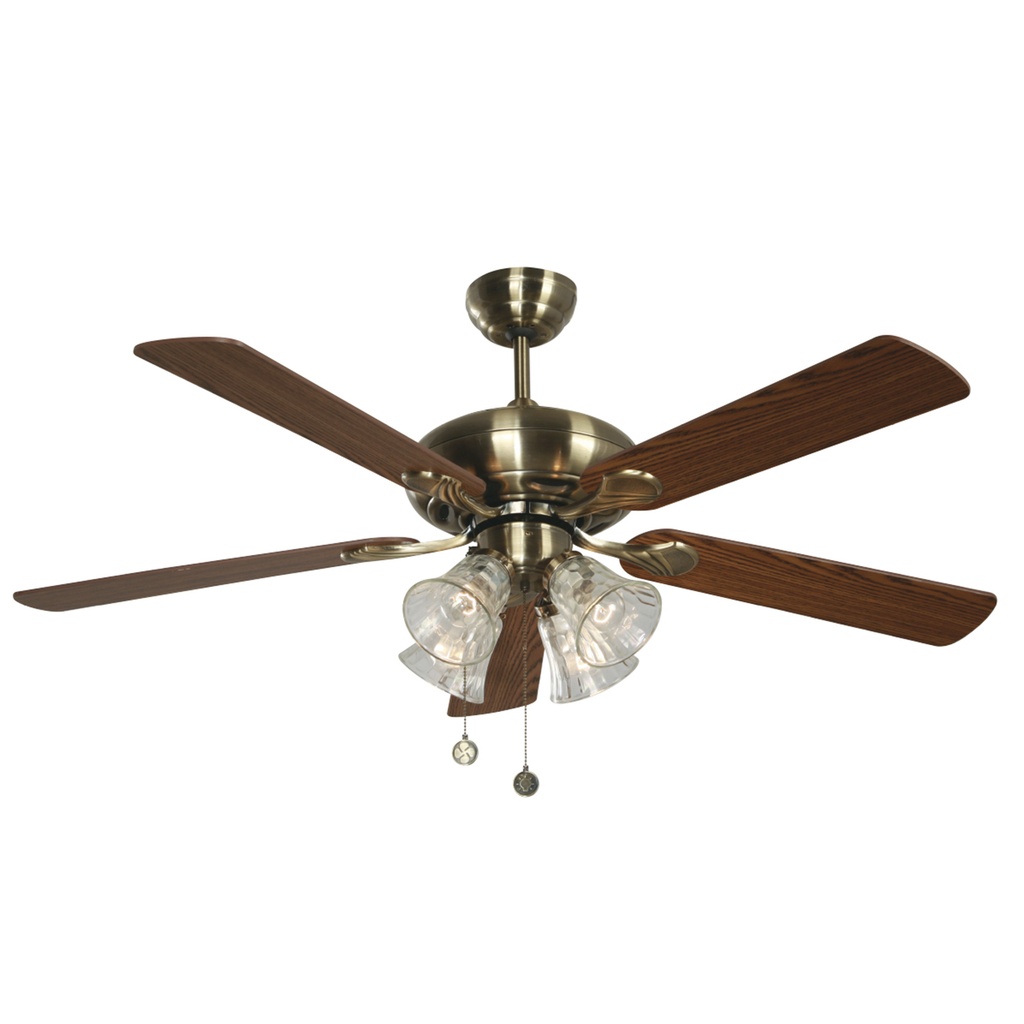 Ventilador Techo 52" Bronce 5 Aspas Reversibes 60W 3 Velocidades