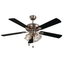 Ventilador Techo Níquel Satinado Aspas Negro / Madera Clara