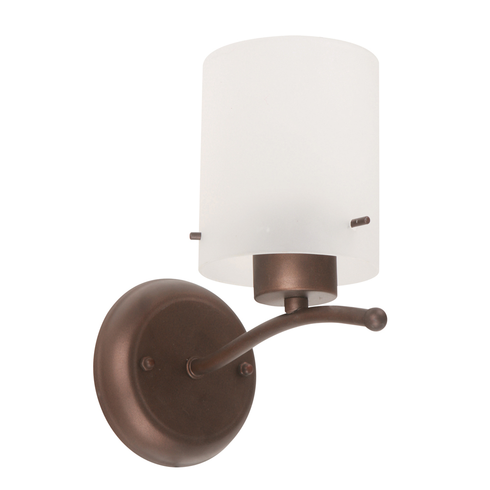 Lampara de pared estilo clasico base de metal color bronce pantalla de crisal blanco opalizado ideal para uso interior