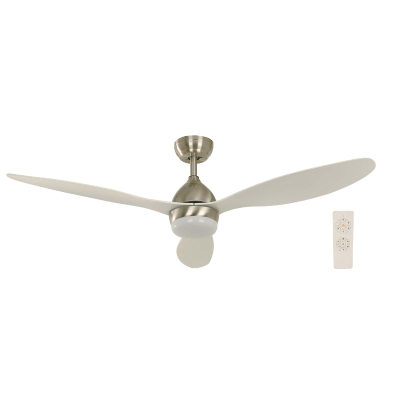 Ventilador de techo LED de 52", 3 aspas, control remoto, acabado níquel satinado, 6 velocidades