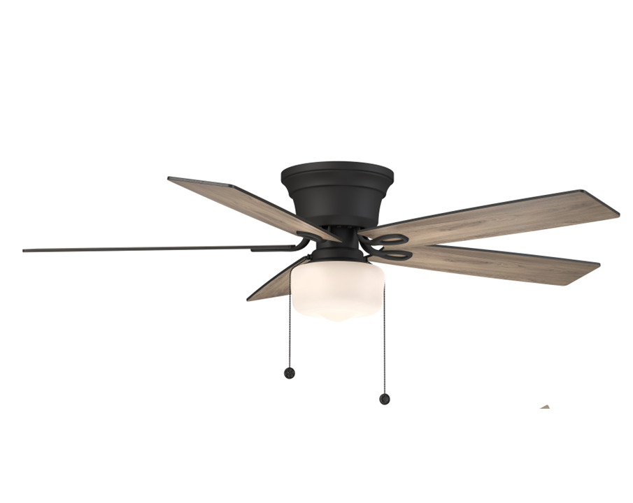 Ventilador de techo 52"  Negro Mate Reversible  con cadena de 3 Velocidades