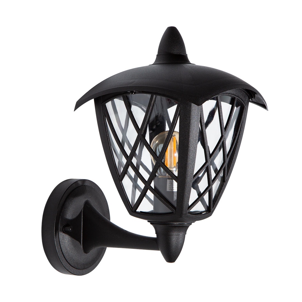 Farol de pared exterior,IP44, acabado negro, 10W, E27, 1 luz