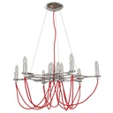 Candelabro acabado en cromo y rojo 12L