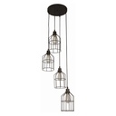 Lámpara Colgante Techo Vintage Acero Negro E27 60w 4 Luces