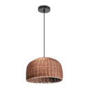 Lámpara Colgante Estilo Japonés, Artesanía Natural Acabado en Negro y Café Ratán 60w Socket E27 1 Luz