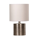 Lámpara De Mesa 1 Luz E27 Metal Niquel Satinado Tela Blanca