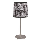Lampara de mesa estilo contemporano con pantalla de graficos monocromaticos base metalica ideal para bur� o tocador interruptor de encendido y apagado